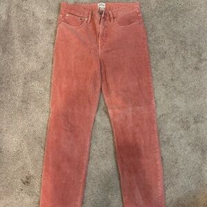 J. Crew Pink Corduroy Pants with High Waist and Straight Leg